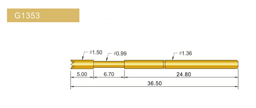 G1353-Q探針、四爪頭探針、1.36mm測(cè)試針、總長(zhǎng)36.5mm、彈簧針圖片、測(cè)試針圖片、頂針圖片、探針圖片