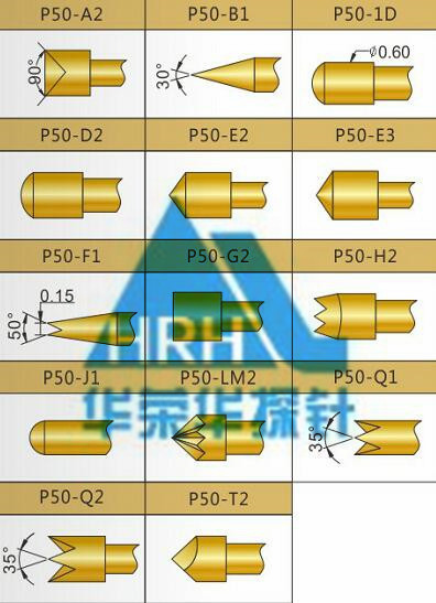 p50測(cè)試探針頭型、50min測(cè)試探針頭型、測(cè)試探針規(guī)格